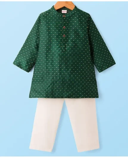 Boys Green Printed Kurta Pajama Set