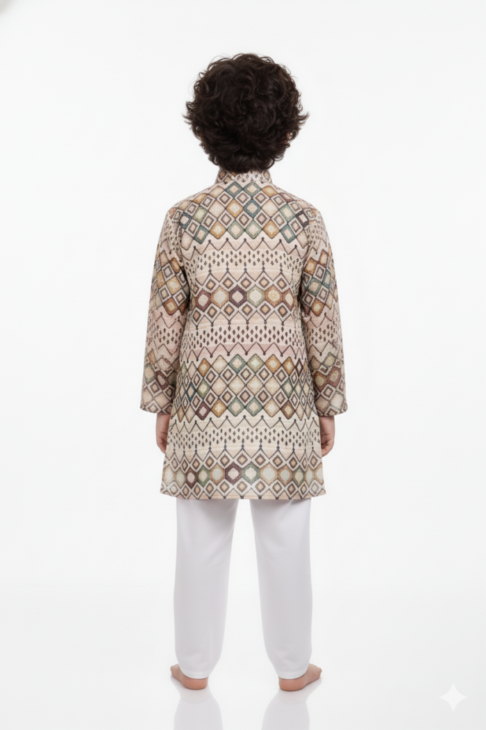 Boys Printed Kurta Set - Image 3